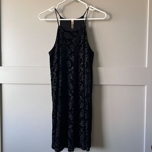 Final Touch Velvet Burnout Mini Dress Women Small Black Floral Whimsigoth Witchy